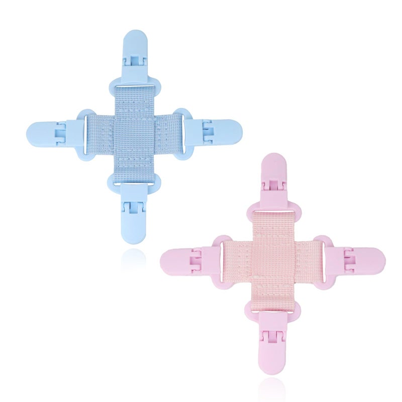 2 Pcs Bed Sheet Detangler for Washer Dryer - Prevent Tangling, Twisting & Balling in Laundry - Pink and Blue Bed Sheet Detangler with Strong Sheet Clips